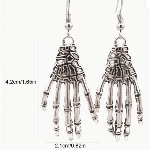 Skeleton Hands Gothic Dangle Earrings - Picture 3 of 5